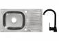 Mobile Preview: Keton Edelstahl Einbauspüle 76 x 43,5 cm Becken & Blacky Armatur Farbe schwarz