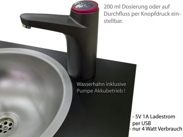 Mobiles Handwaschbecken Bigblack mit Seifenspender Batterie betriebener Wasserhahn Schwarz